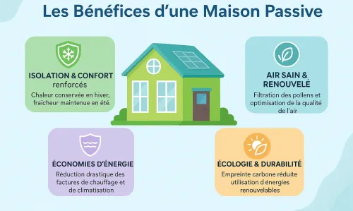 Jeune femme heureuse marchant devant une maison passive